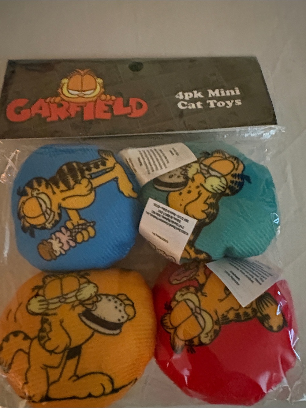 4-Pack Mini Cat Toys - Blue, Teal, Orange, Red
